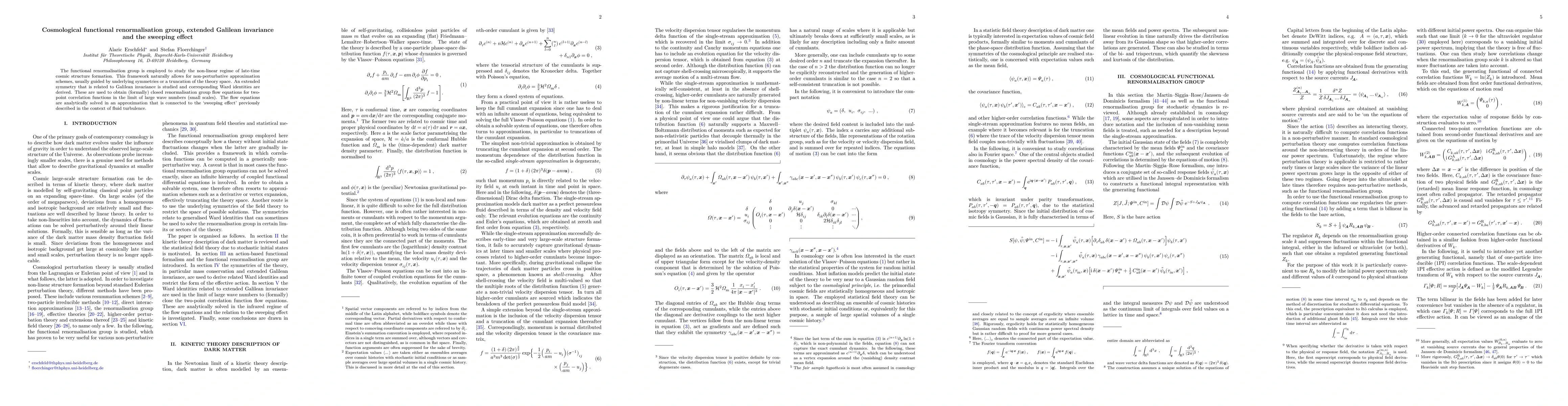 Thumbnail for Cosmological functional renormalisation group, extended Galilean
  invariance and the sweeping effect