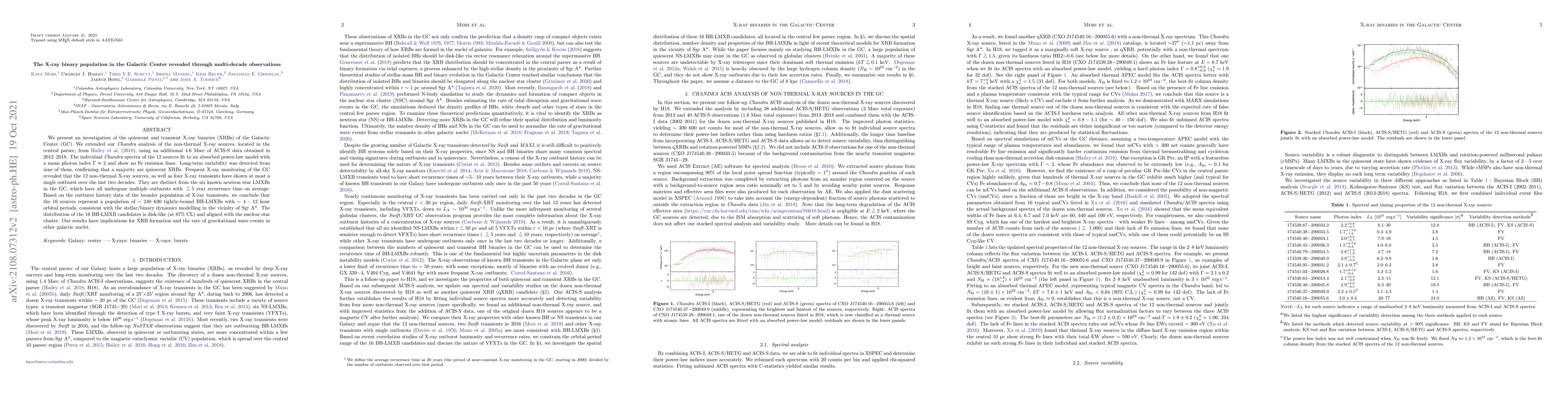 Thumbnail for The X-ray binary population in the Galactic Center revealed through
  multi-decade observations