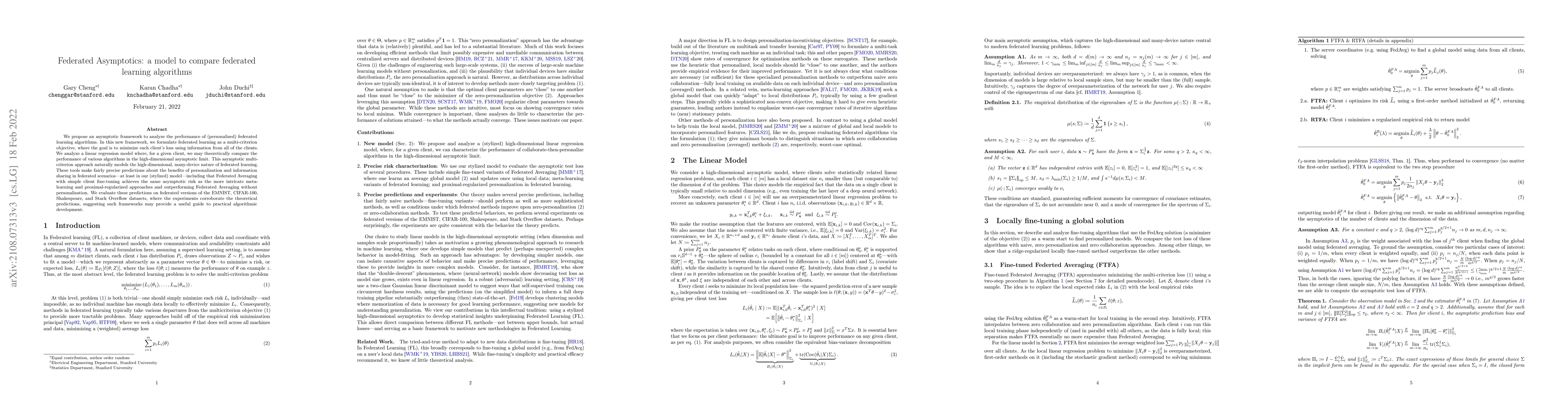 Thumbnail for Federated Asymptotics: a model to compare federated learning algorithms