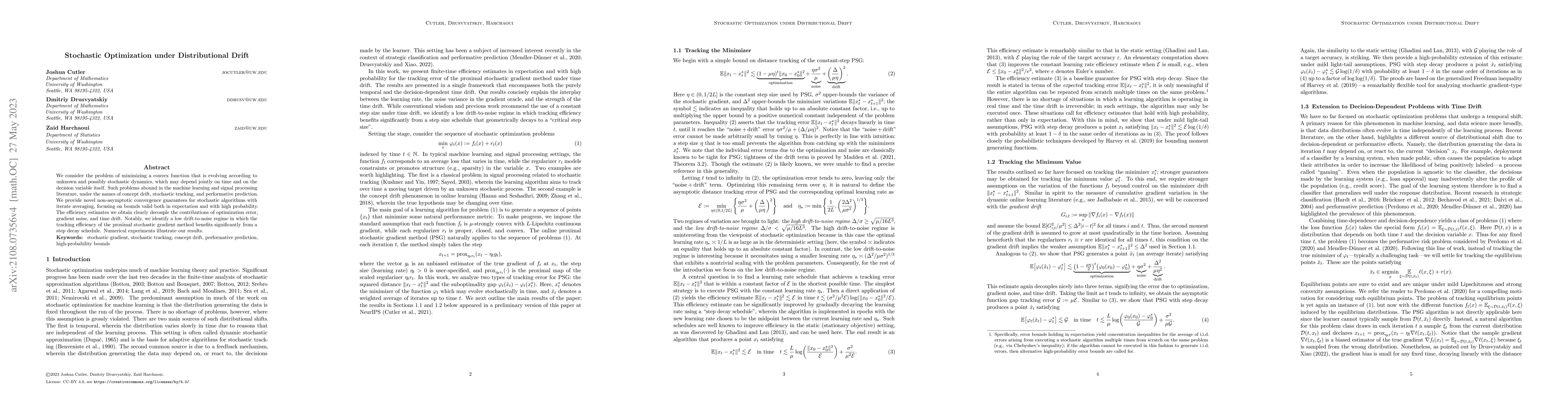 Thumbnail for Stochastic Optimization under Distributional Drift