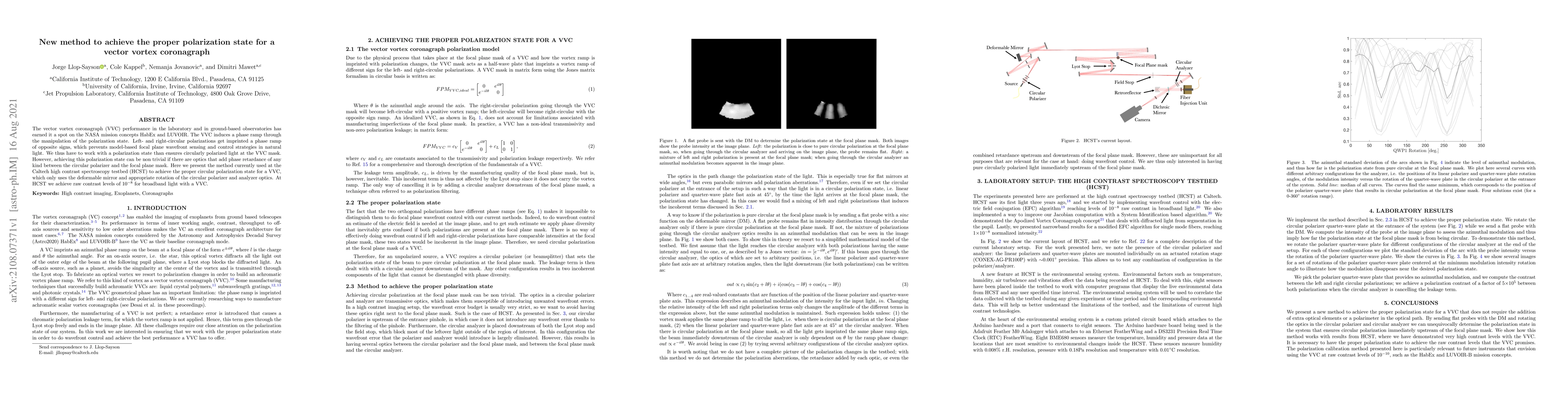 Thumbnail for New method to achieve the proper polarization state for a vector vortex
  coronagraph