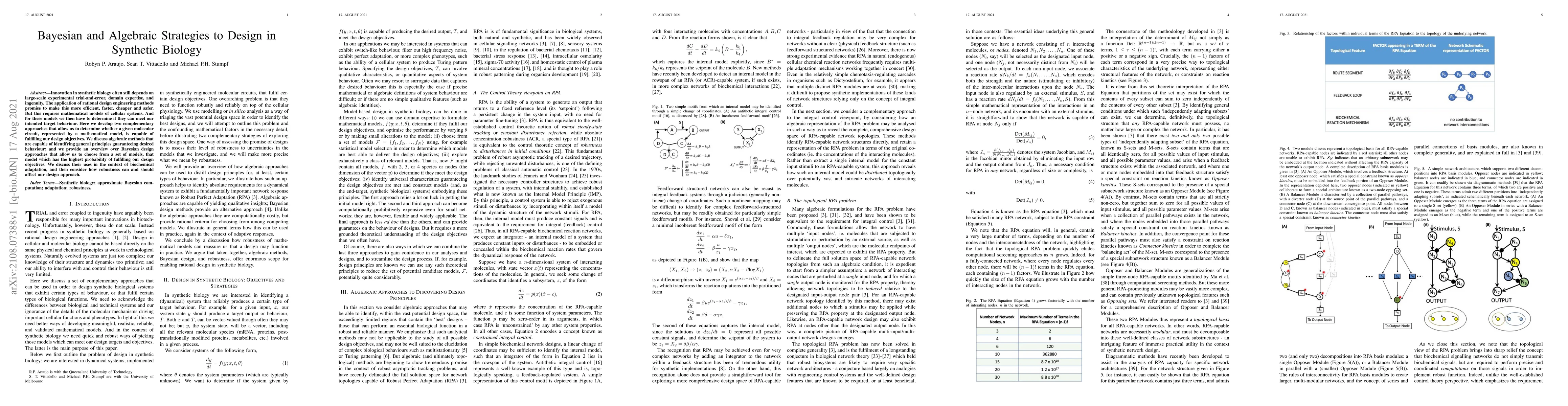 Thumbnail for Bayesian and Algebraic Strategies to Design in Synthetic Biology