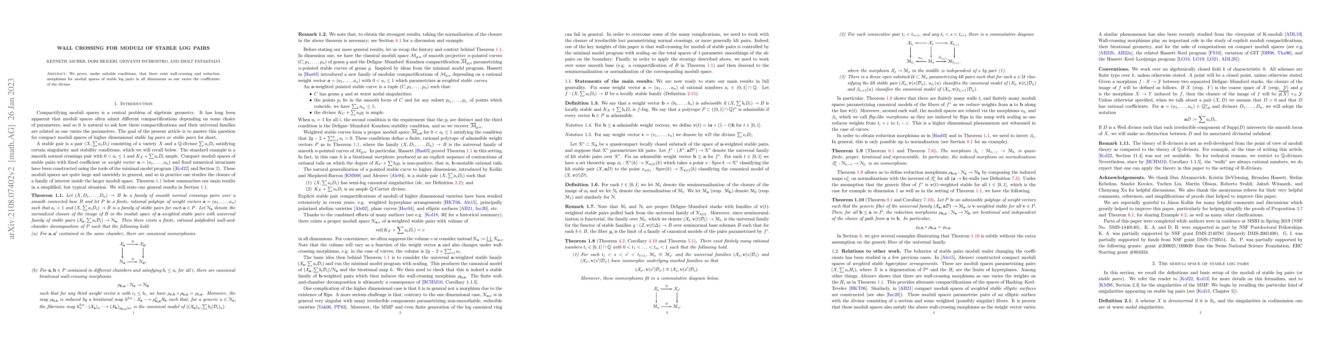 Thumbnail for Wall crossing for moduli of stable log pairs