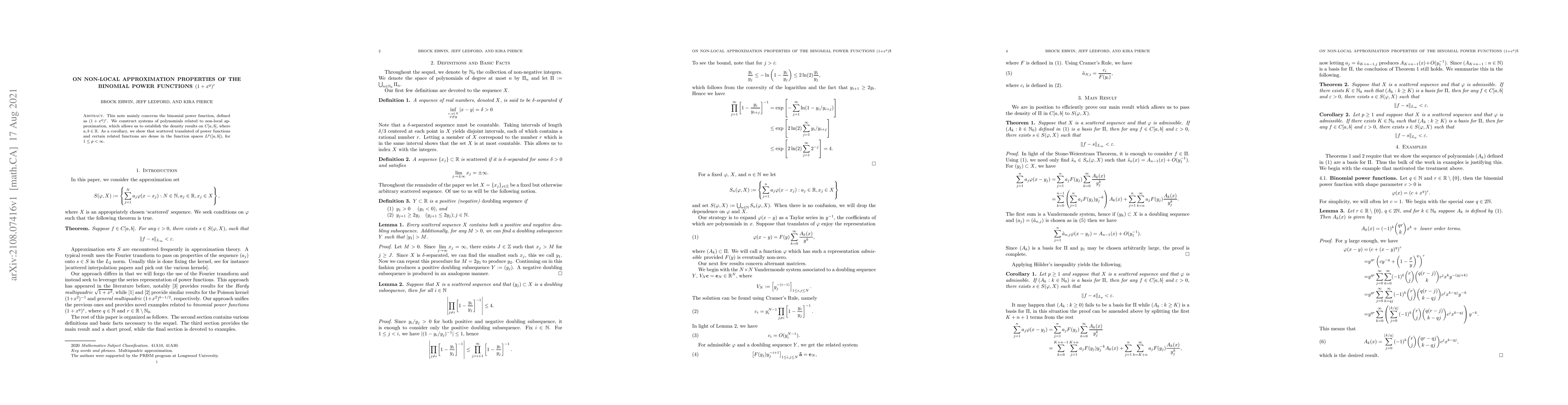 Thumbnail for On non-local approximation properties of the binomial power functions
  $(1+x^q)^r$