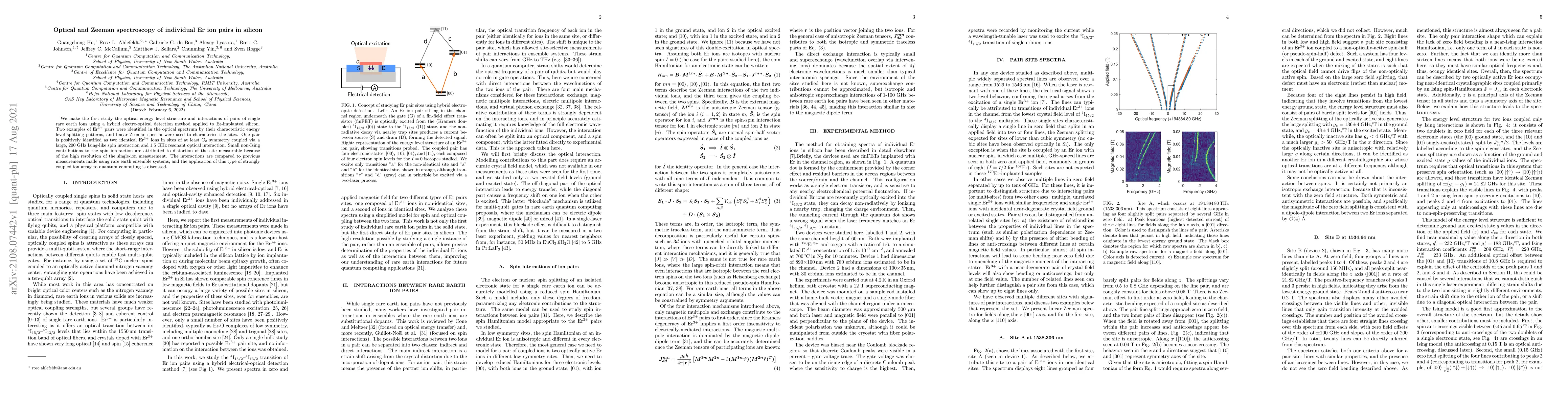 Thumbnail for Optical and Zeeman spectroscopy of individual Er ion pairs in silicon