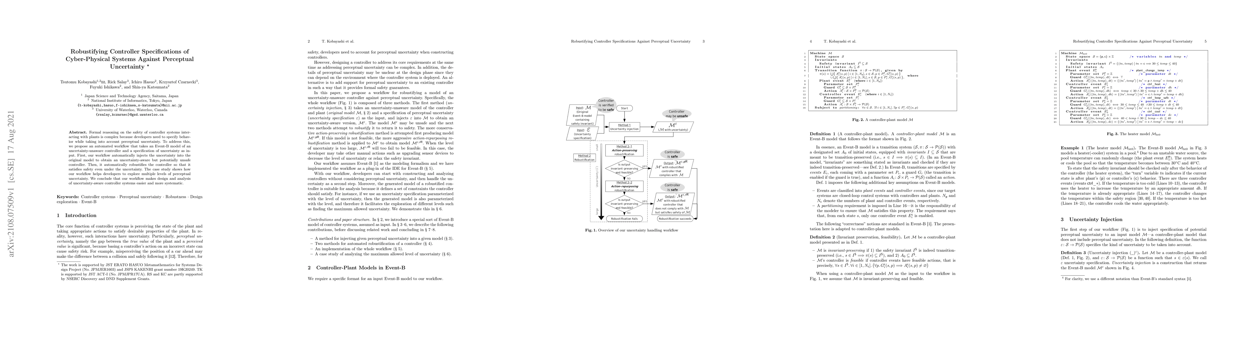 Thumbnail for Robustifying Controller Specifications of Cyber-Physical Systems Against
  Perceptual Uncertainty