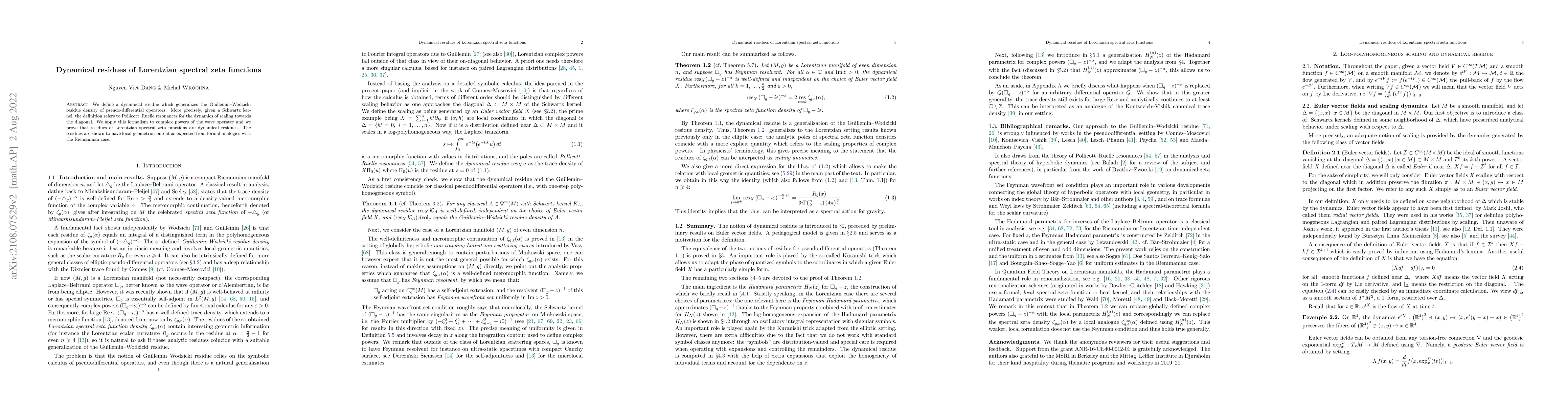 Thumbnail for Dynamical residues of Lorentzian spectral zeta functions