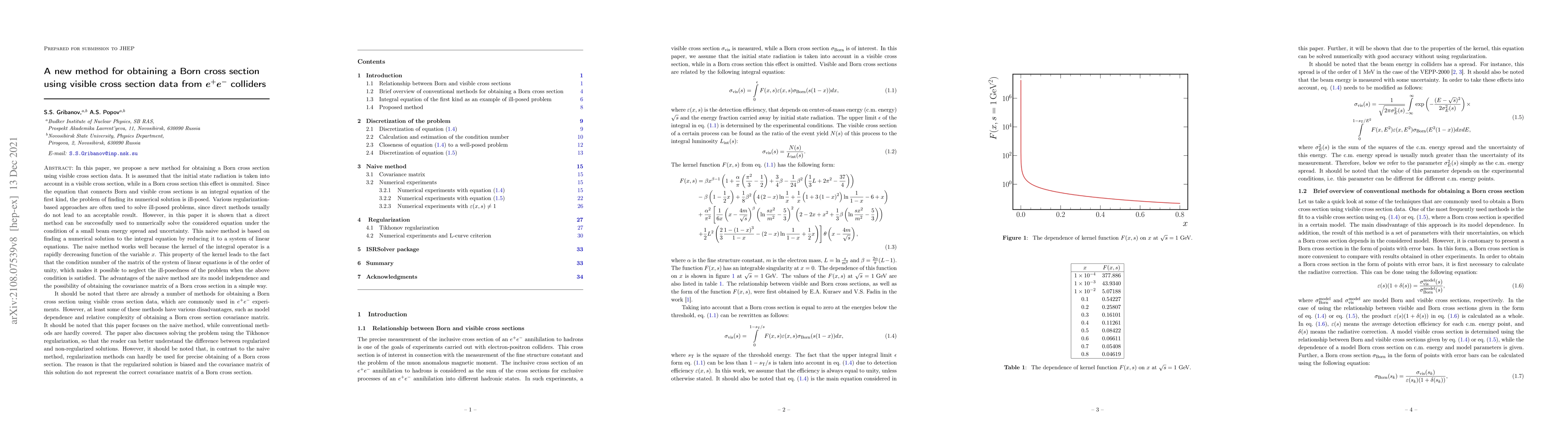 Thumbnail for A new method for obtaining a Born cross section using visible cross
  section data from $e^+e^-$ colliders