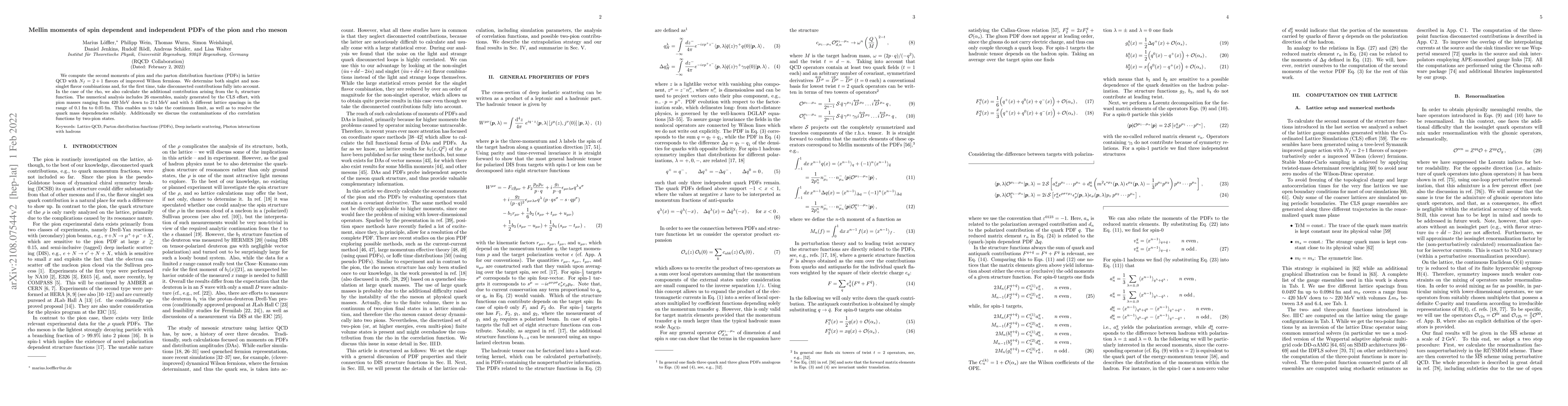 Thumbnail for Mellin moments of spin dependent and independent PDFs of the pion and
  rho meson