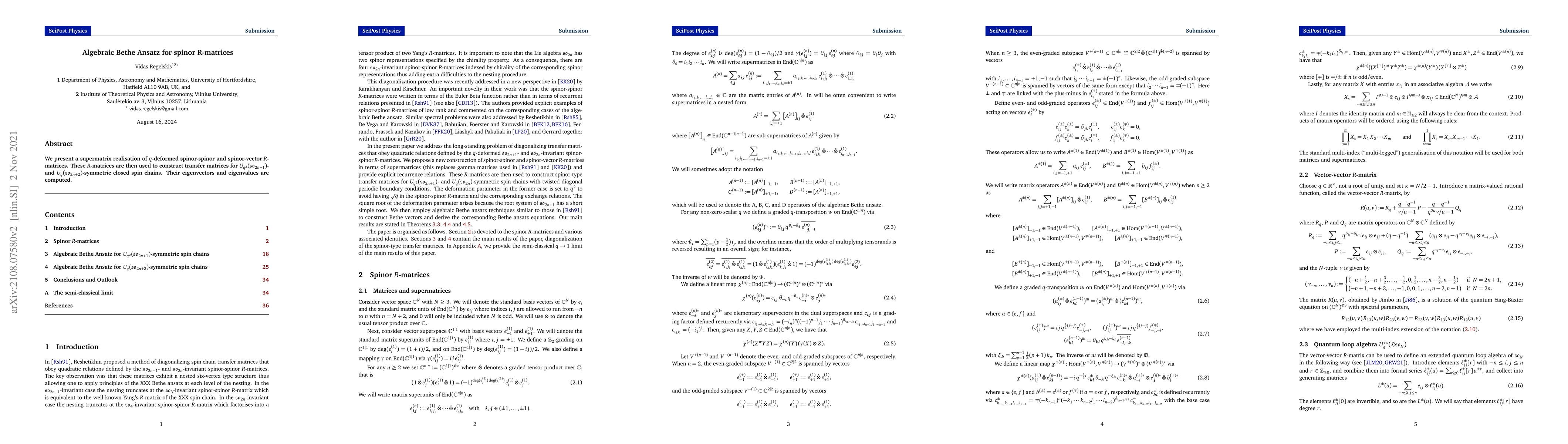 Thumbnail for Algebraic Bethe Ansatz for spinor R-matrices