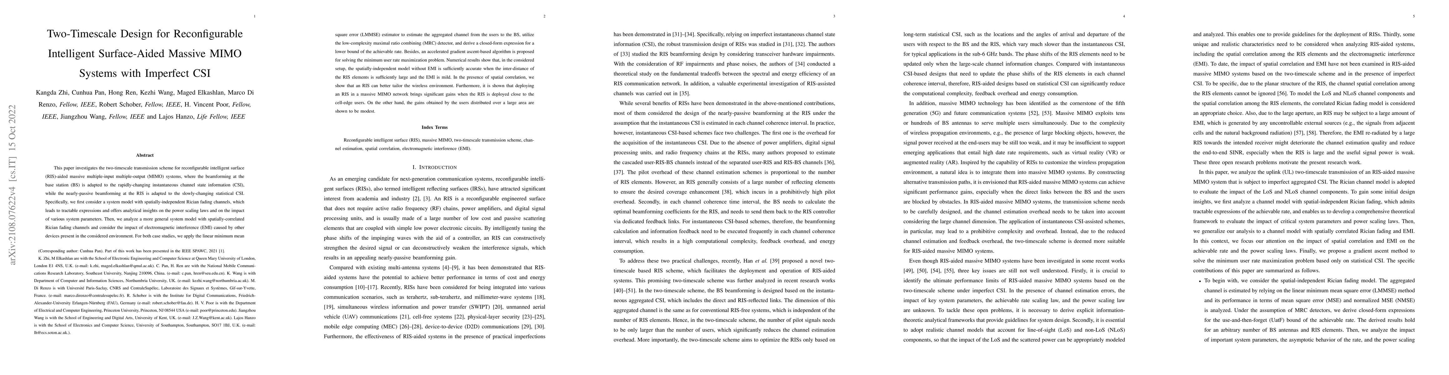 Thumbnail for Two-Timescale Design for Reconfigurable Intelligent Surface-Aided
  Massive MIMO Systems with Imperfect CSI