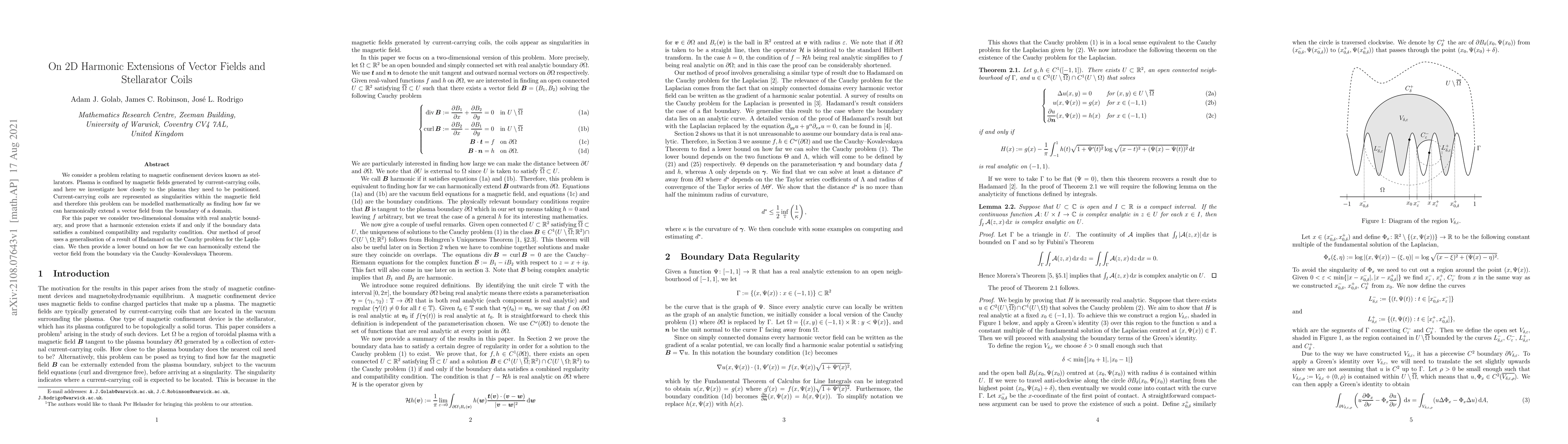 Thumbnail for On 2D Harmonic Extensions of Vector Fields and Stellarator Coils