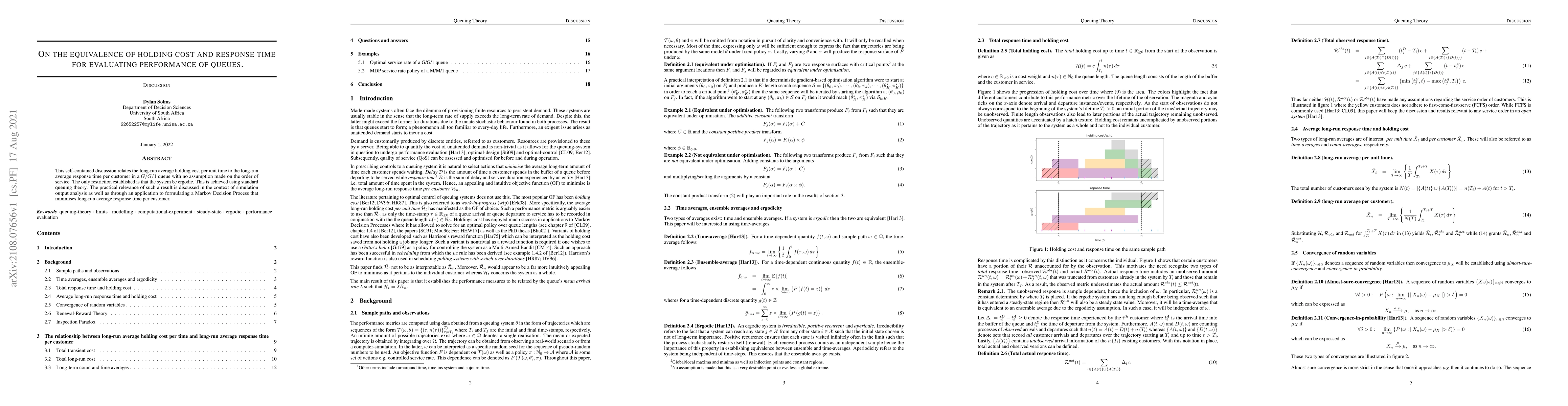 Thumbnail for On the equivalence of holding cost and response time for evaluating
  performance of queues