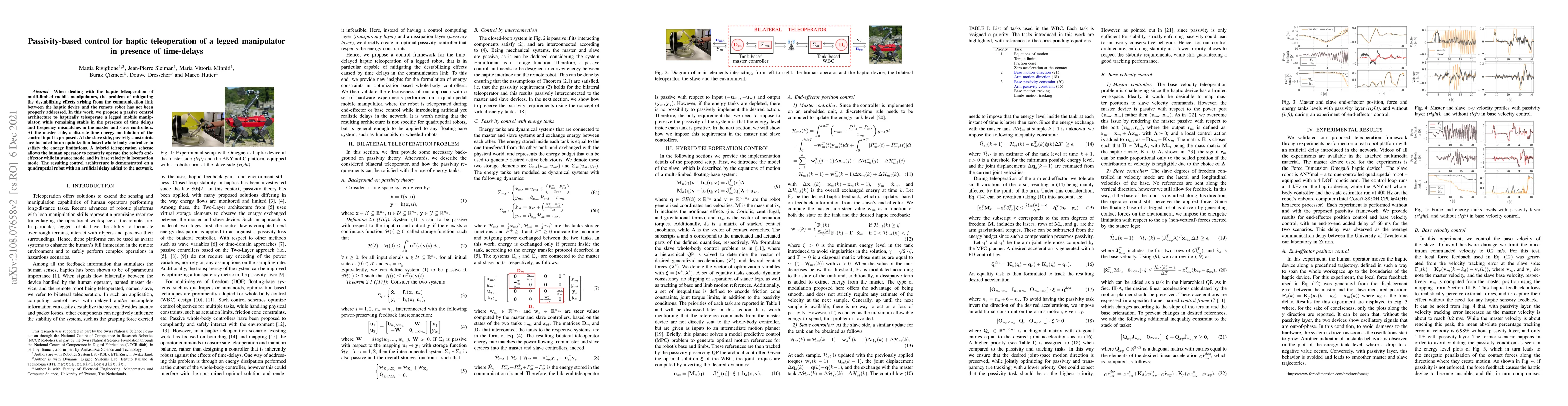 Thumbnail for Passivity-based control for haptic teleoperation of a legged manipulator
  in presence of time-delays