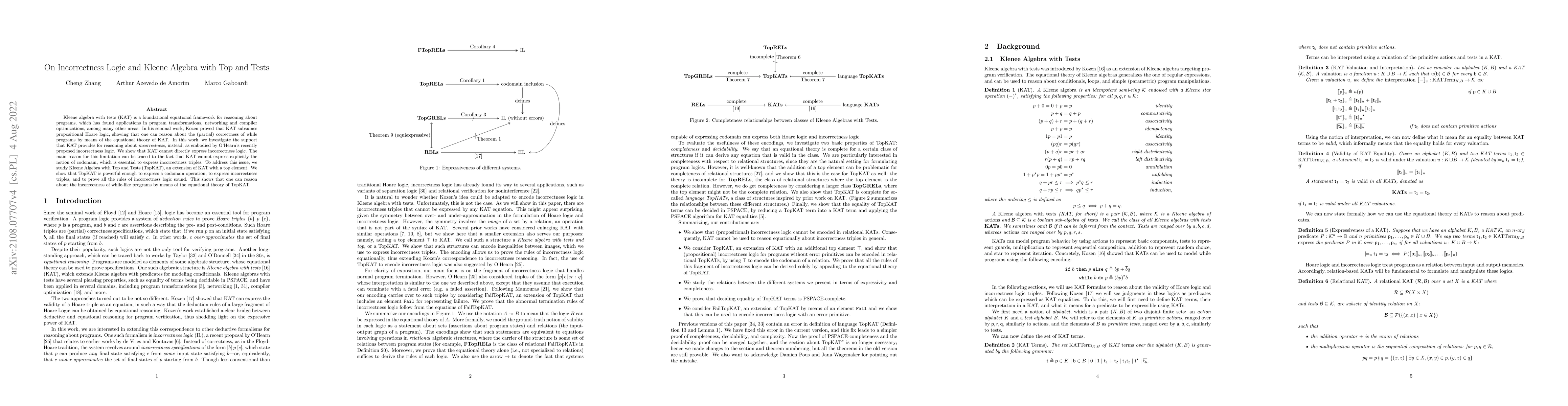 Thumbnail for On Incorrectness Logic and Kleene Algebra with Top and Tests