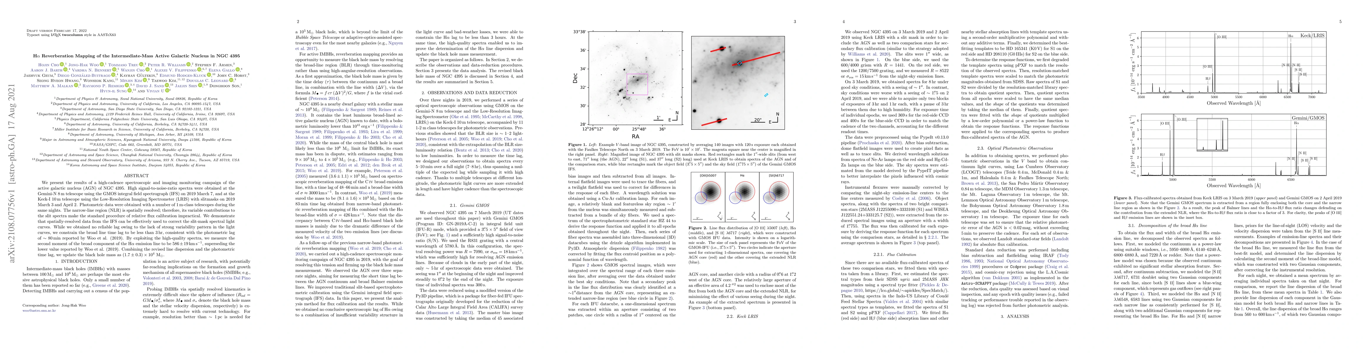Thumbnail for H$\alpha$ Reverberation Mapping of the Intermediate-Mass Active Galactic
  Nucleus in NGC 4395