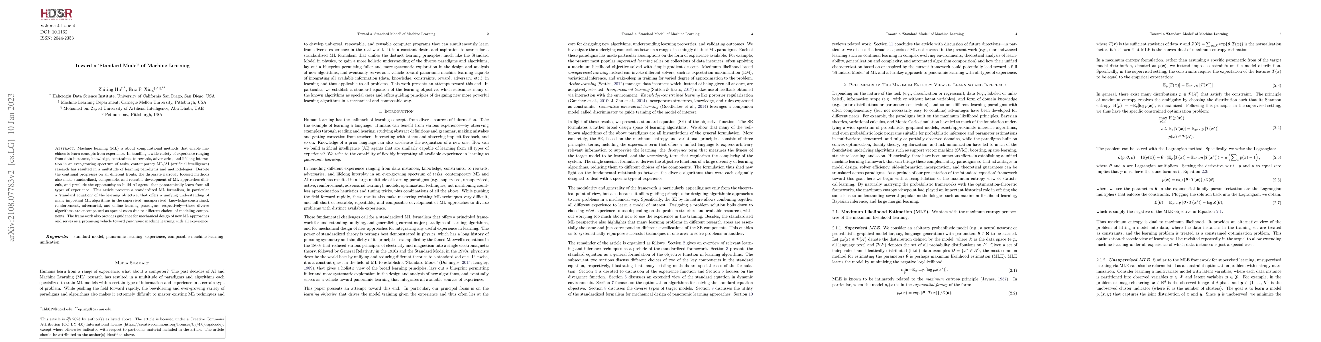 Thumbnail for Toward a `Standard Model' of Machine Learning