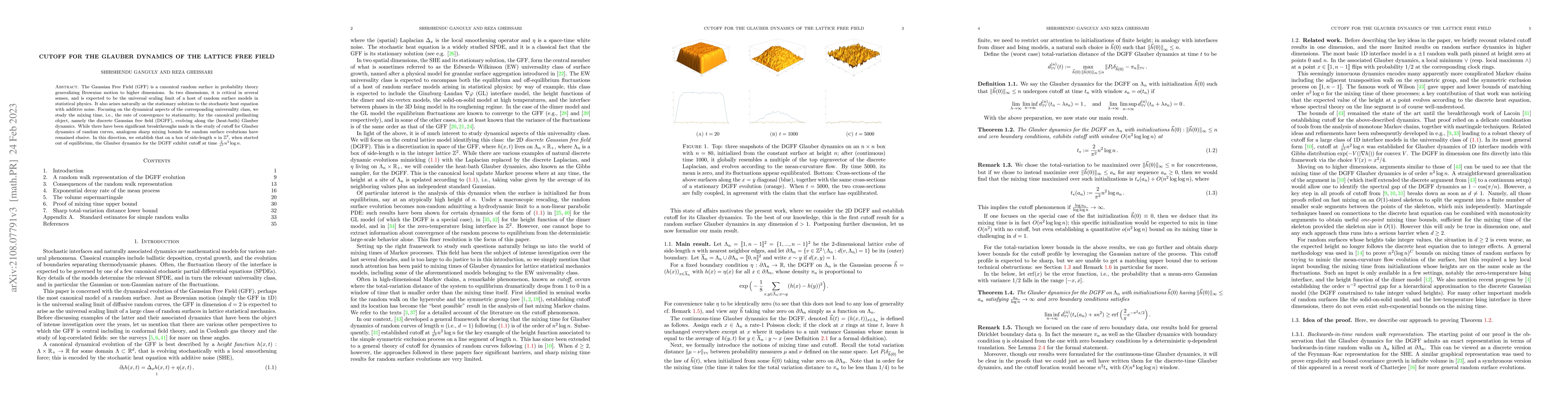 Thumbnail for Cutoff for the Glauber dynamics of the lattice free field