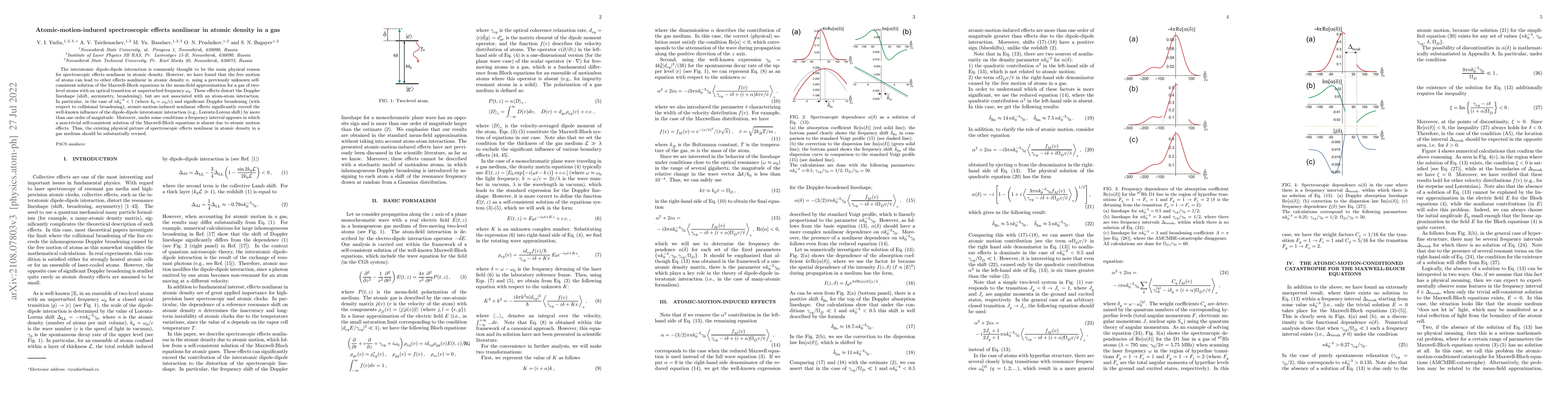 Thumbnail for Atomic-motion-induced spectroscopic effects nonlinear in atomic density
  in a gas