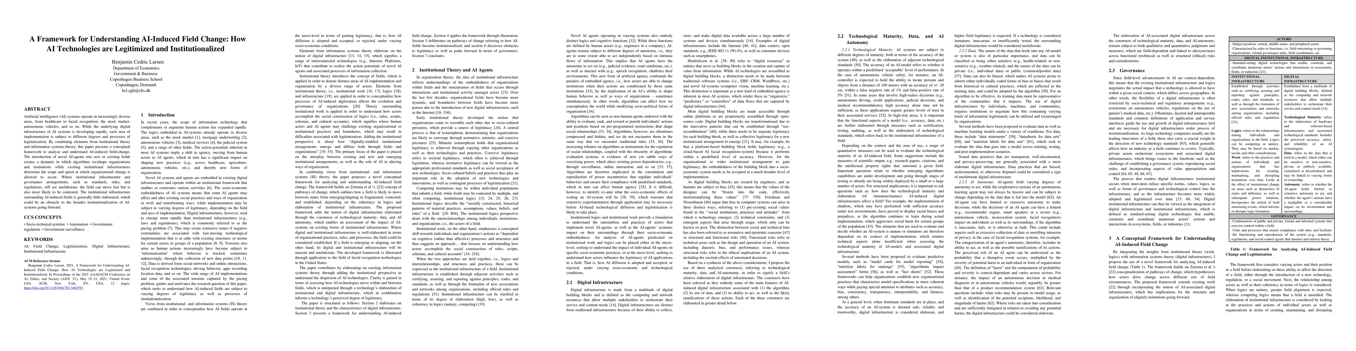 Thumbnail for A Framework for Understanding AI-Induced Field Change: How AI
  Technologies are Legitimized and Institutionalized