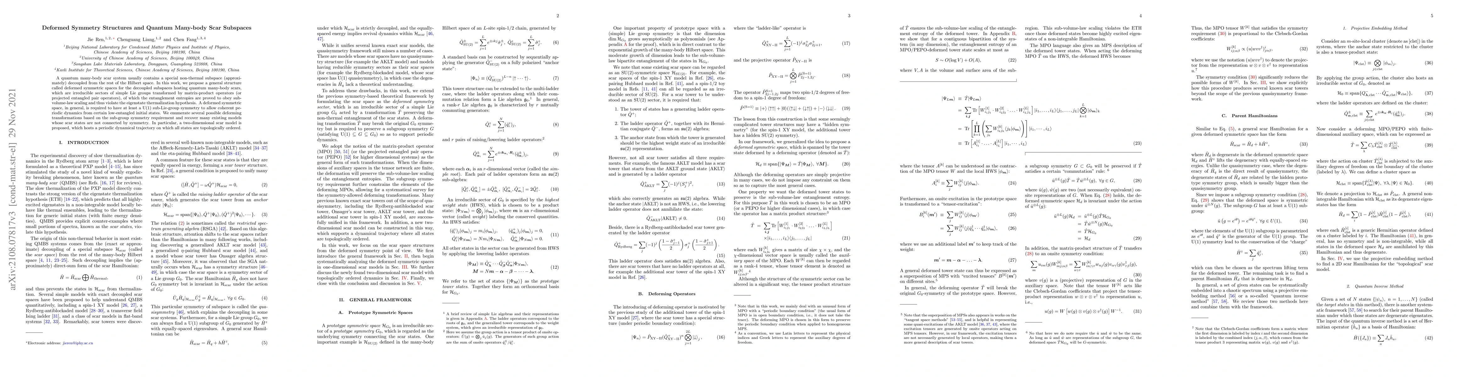 Thumbnail for Deformed Symmetry Structures and Quantum Many-body Scar Subspaces