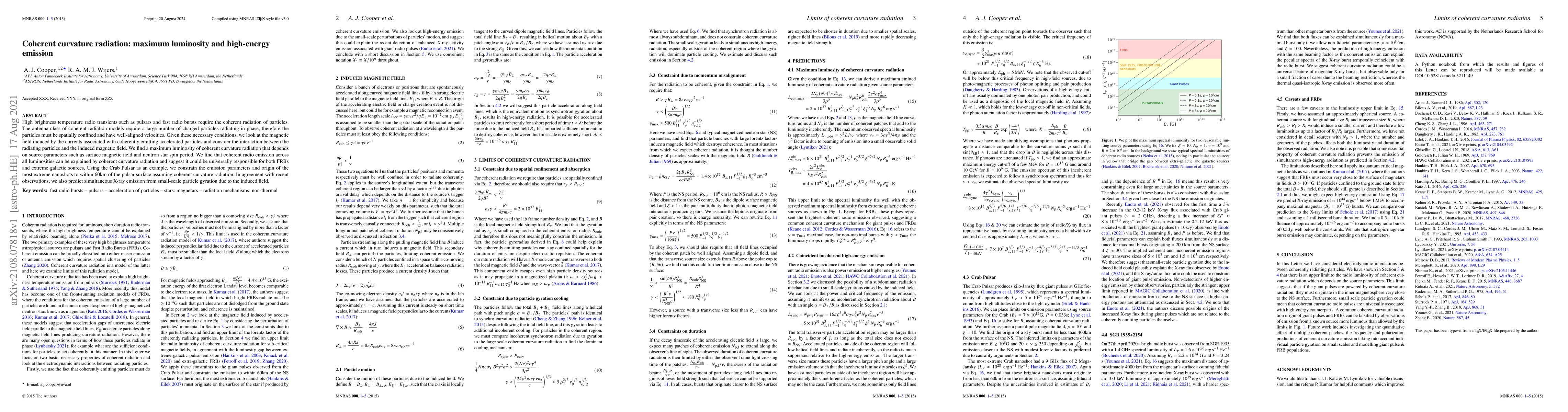 Thumbnail for Coherent curvature radiation: maximum luminosity and high-energy
  emission