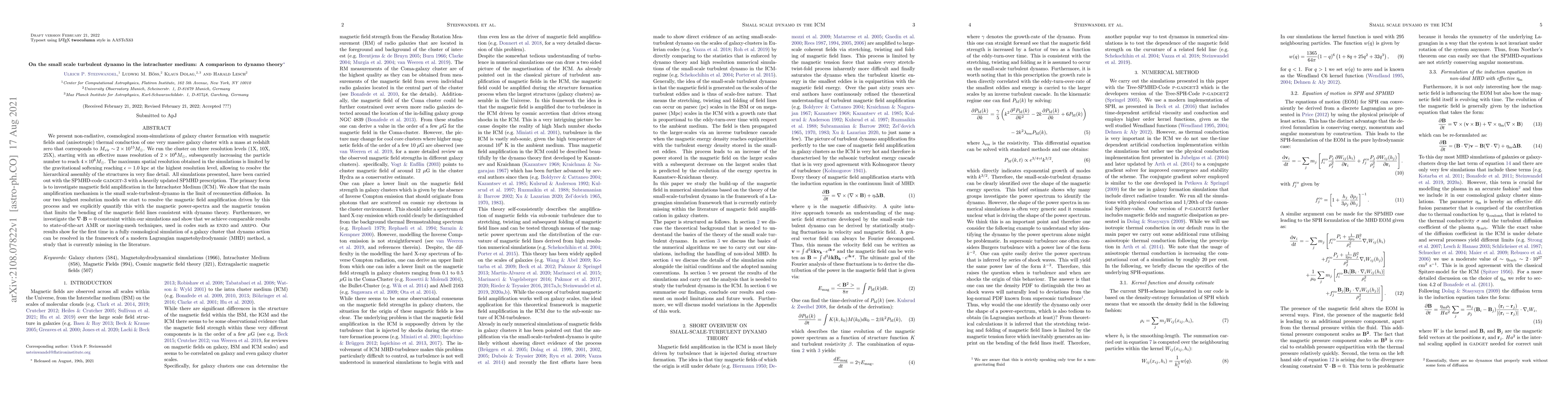 Thumbnail for On the small scale turbulent dynamo in the intracluster medium: A
  comparison to dynamo theory