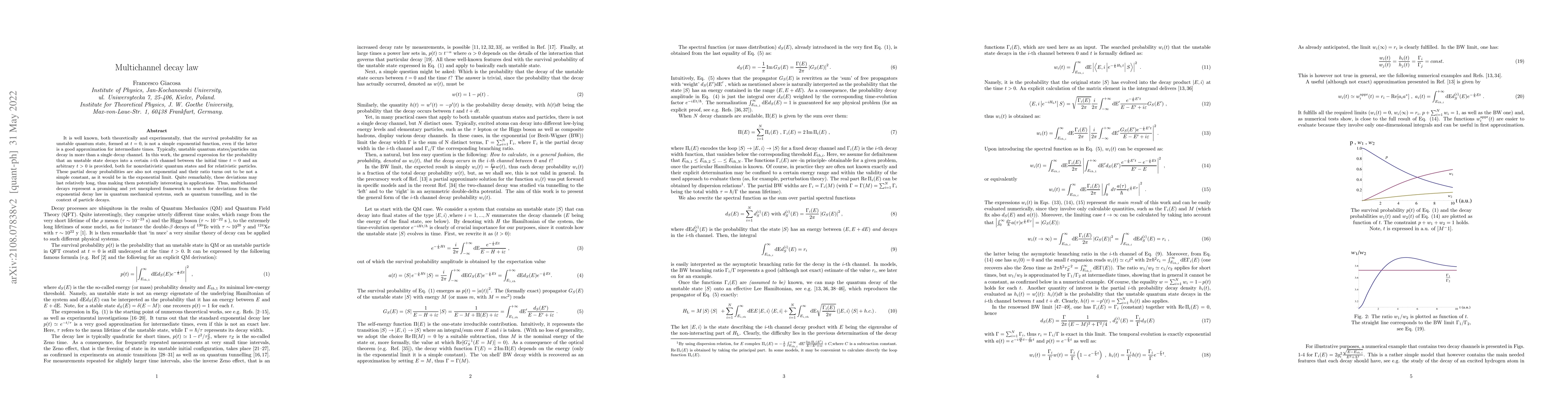 Thumbnail for Multichannel decay law