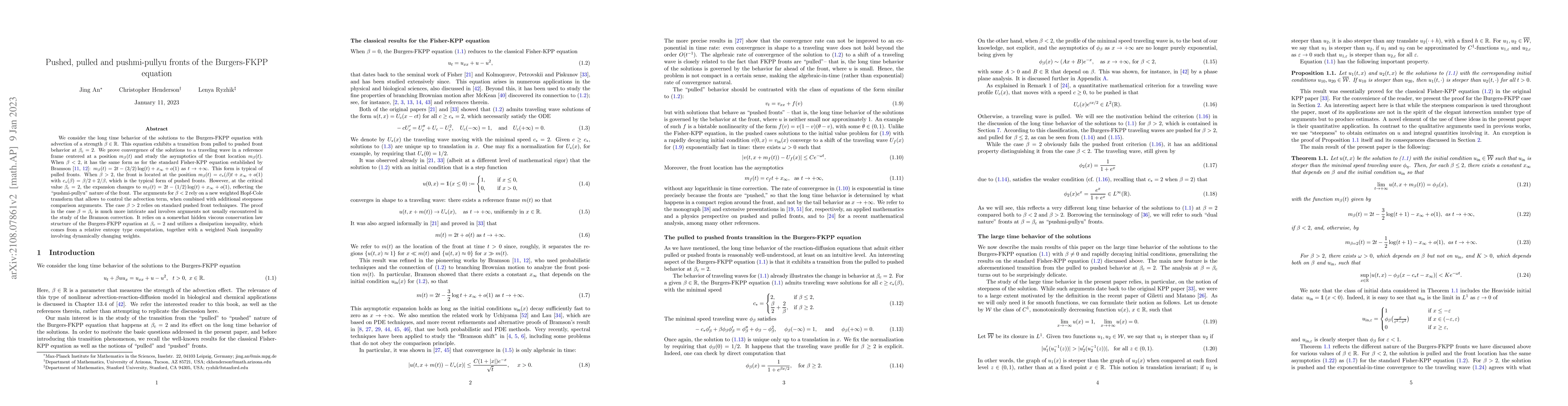 Thumbnail for Pushed, pulled and pushmi-pullyu fronts of the Burgers-FKPP equation