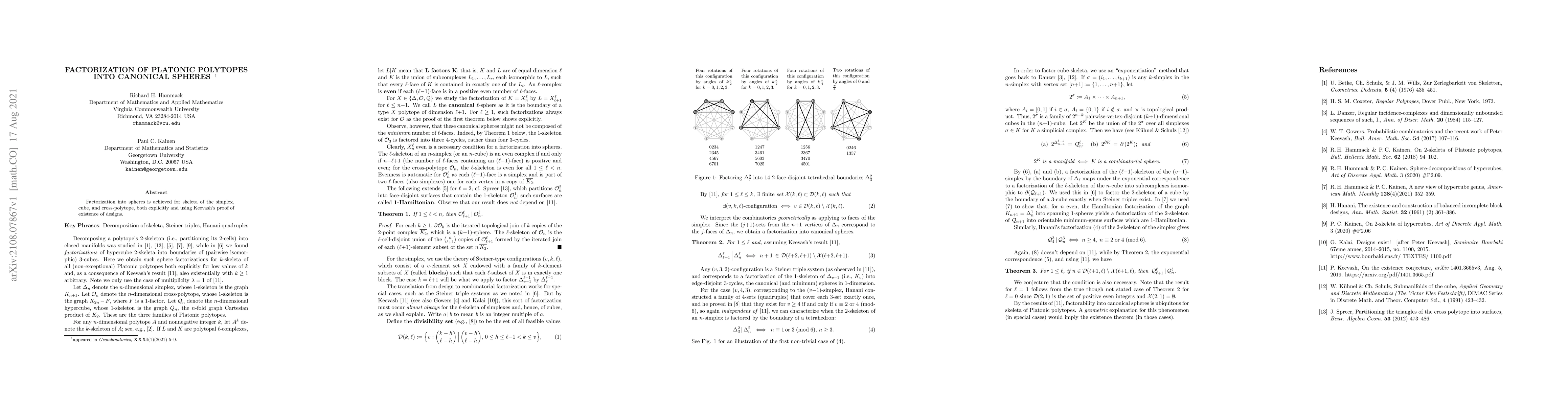 Thumbnail for Factorization of Platonic Polytopes into canonical spheres