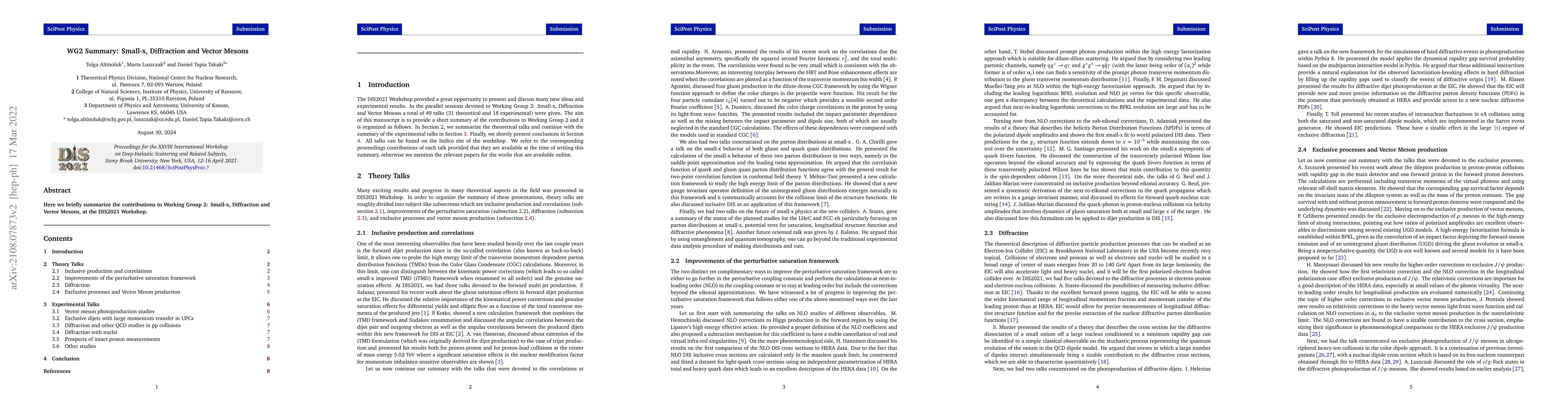 Thumbnail for WG2 Summary: Small-x, Diffraction and Vector Mesons