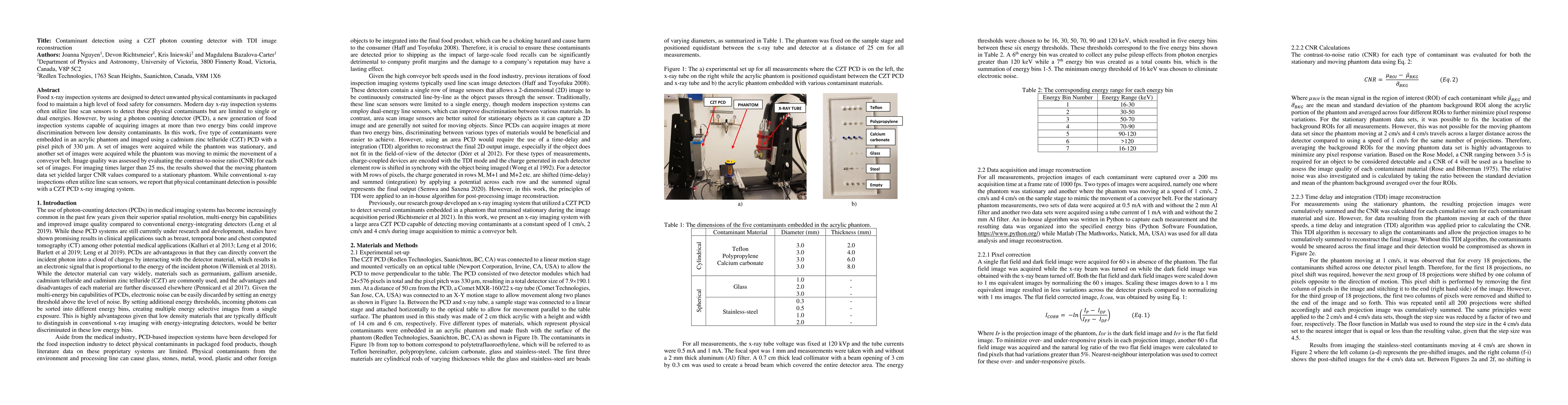 Thumbnail for Contaminant detection using a CZT photon counting detector with TDI
  image reconstruction