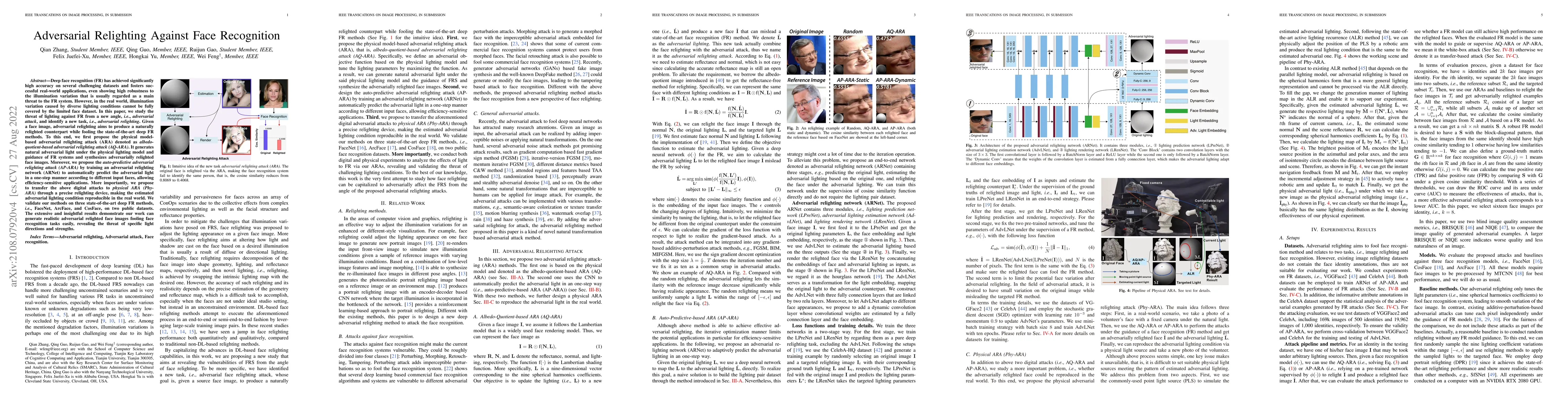 Thumbnail for Adversarial Relighting Against Face Recognition
