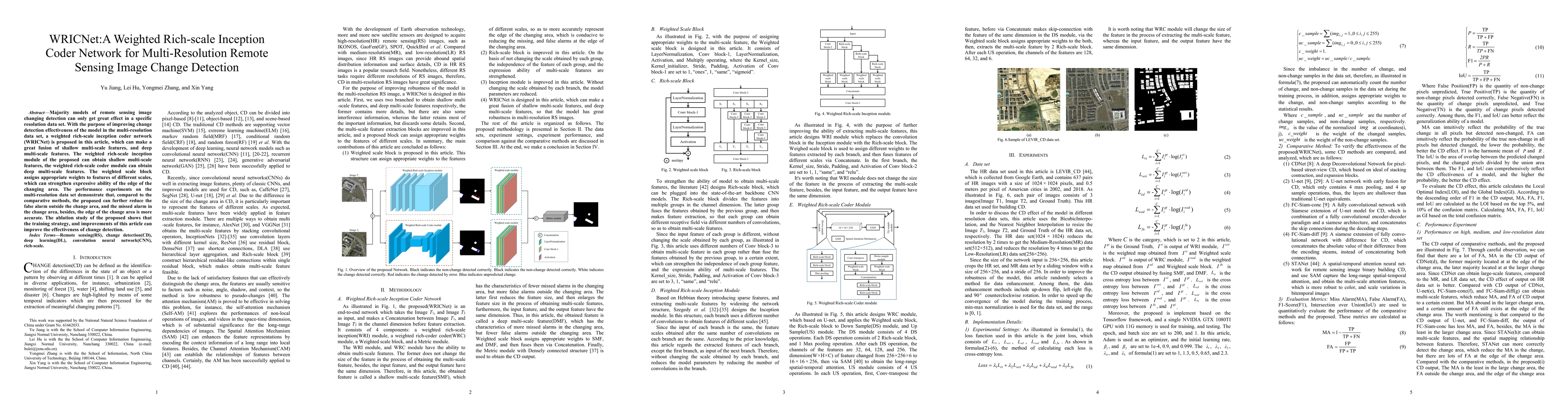 Thumbnail for WRICNet:A Weighted Rich-scale Inception Coder Network for
  Multi-Resolution Remote Sensing Image Change Detection