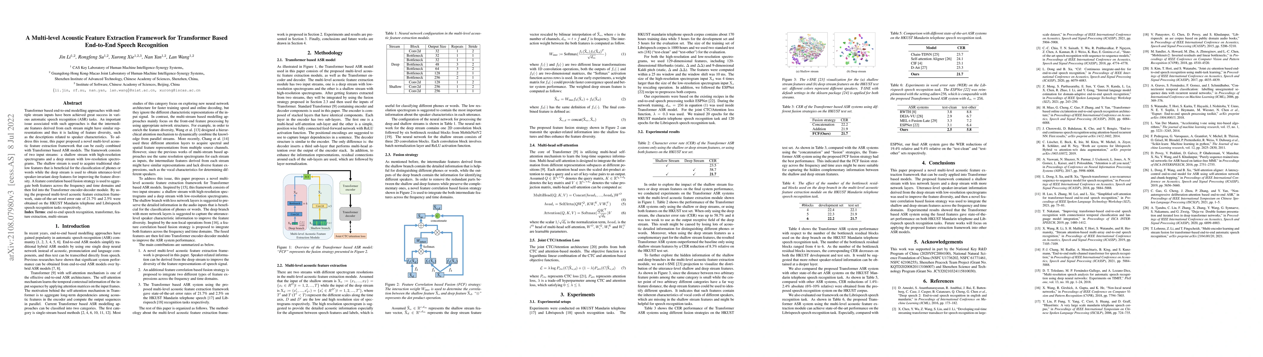 Thumbnail for A Multi-level Acoustic Feature Extraction Framework for Transformer
  Based End-to-End Speech Recognition