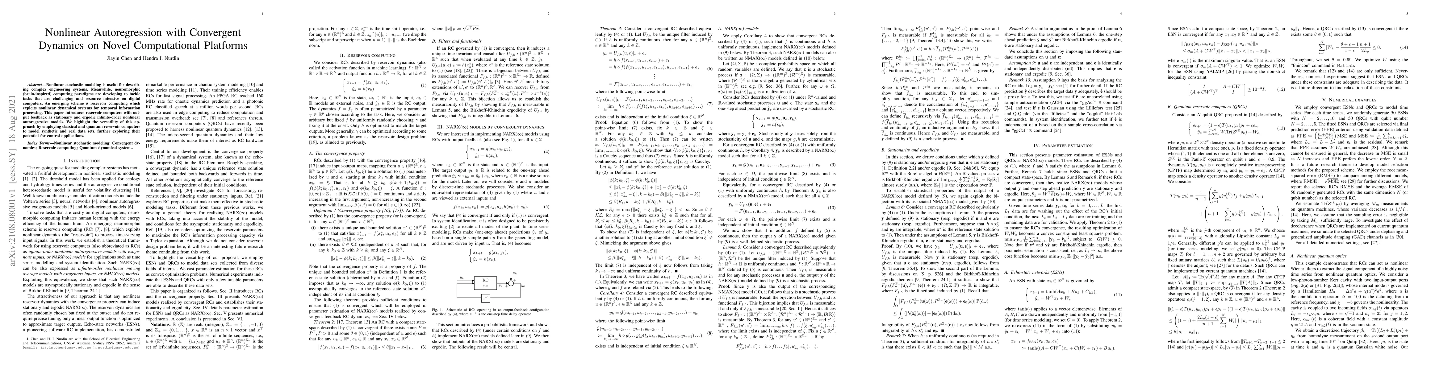 Thumbnail for Nonlinear Autoregression with Convergent Dynamics on Novel Computational
  Platforms