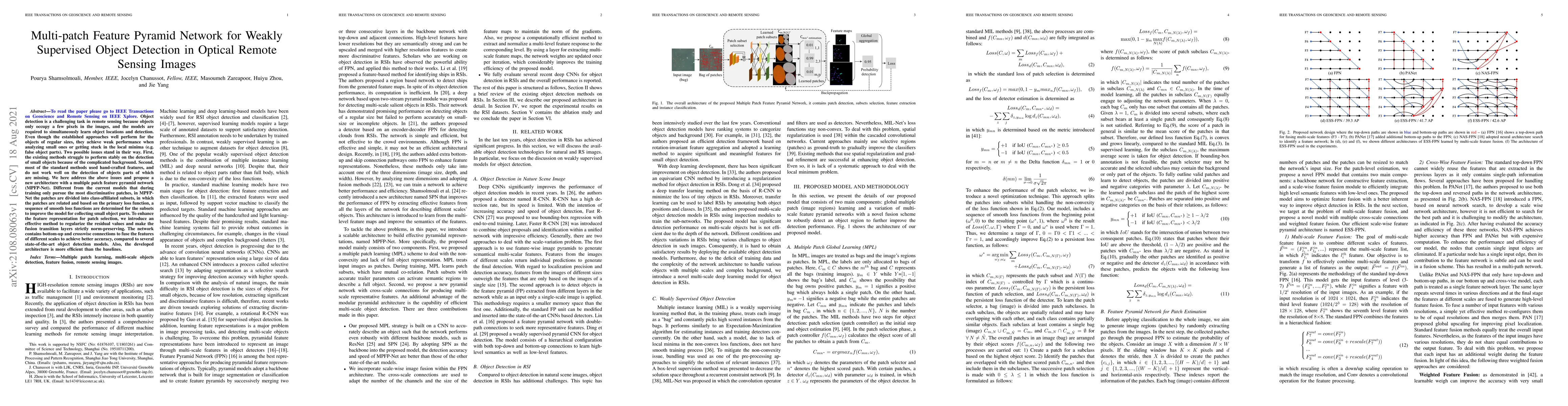Thumbnail for Multi-patch Feature Pyramid Network for Weakly Supervised Object
  Detection in Optical Remote Sensing Images