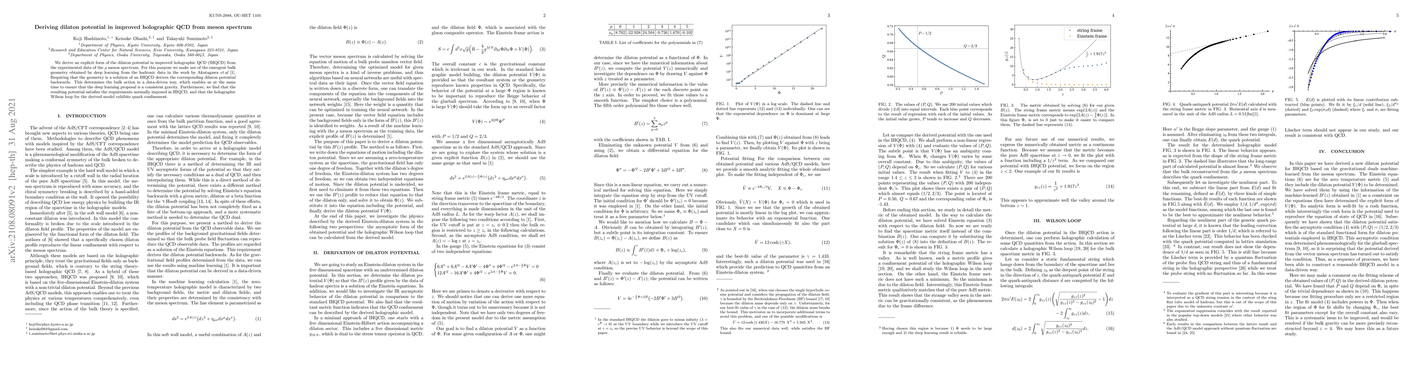 Thumbnail for Deriving dilaton potential in improved holographic QCD from meson
  spectrum