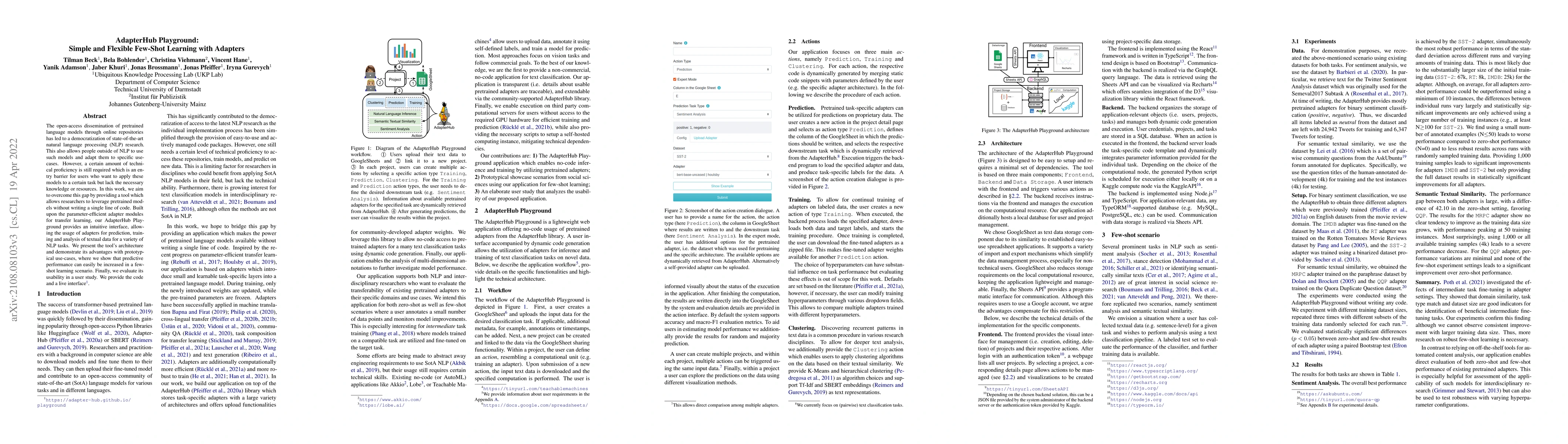 Thumbnail for AdapterHub Playground: Simple and Flexible Few-Shot Learning with
  Adapters