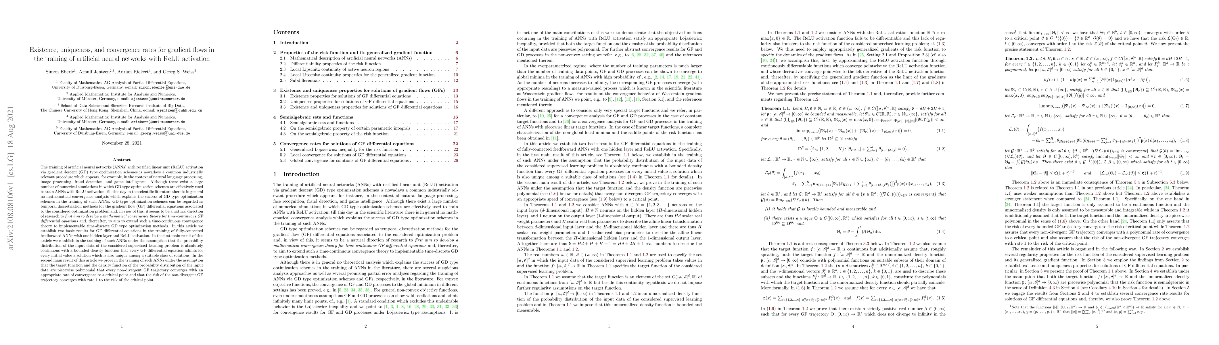 Thumbnail for Existence, uniqueness, and convergence rates for gradient flows in the
  training of artificial neural networks with ReLU activation