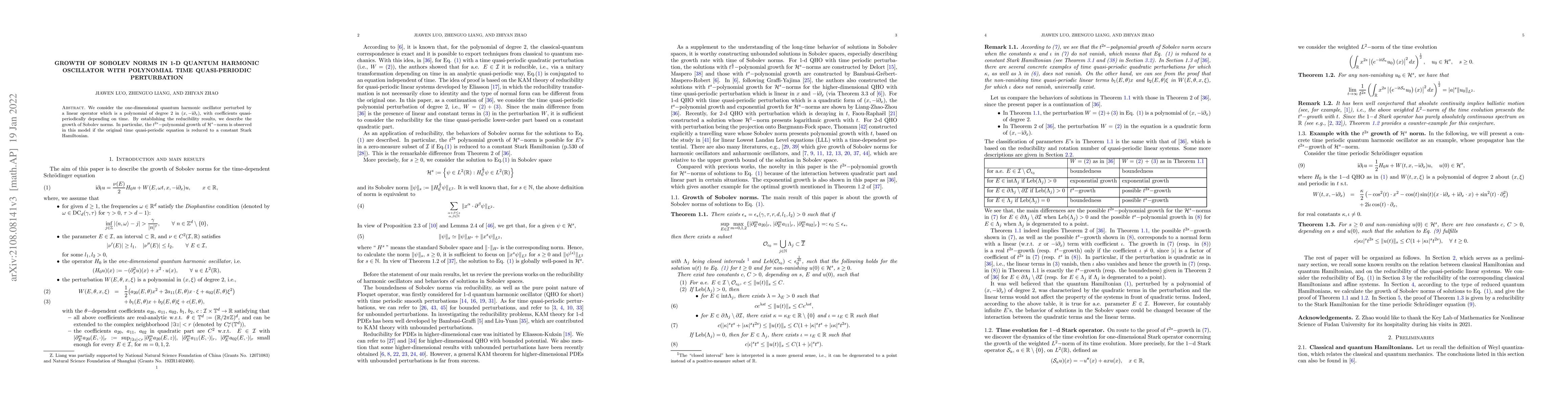 Thumbnail for Growth of Sobolev Norms in 1-d Quantum Harmonic Oscillator with
  Polynomial Time Quasi-periodic Perturbation