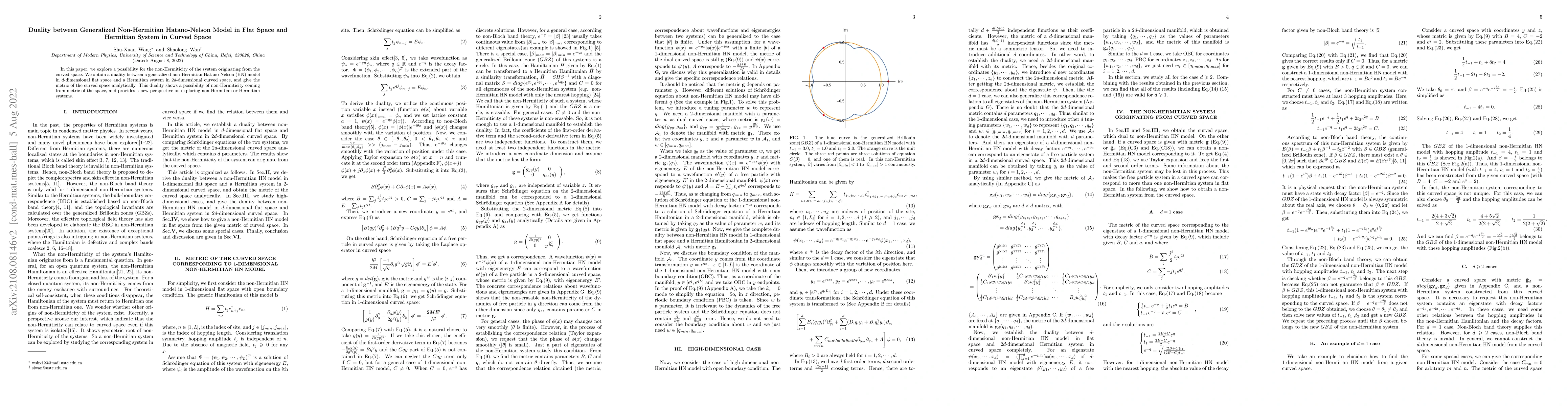Thumbnail for Duality between Generalized Non-Hermitian HN Model in Flat Space and
  Hermitian System in Curved space