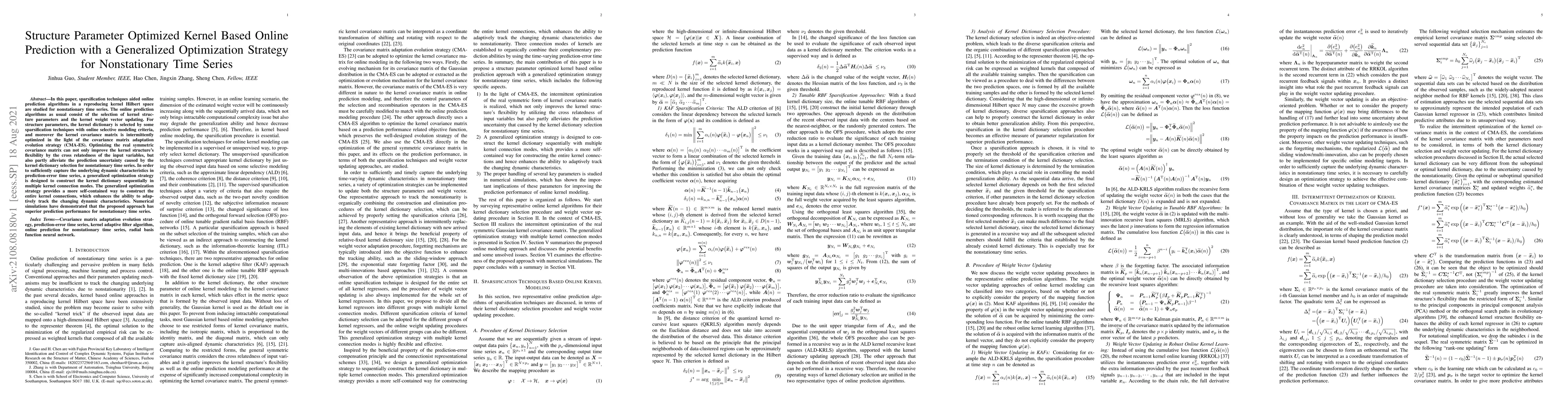 Thumbnail for Structure Parameter Optimized Kernel Based Online Prediction with a
  Generalized Optimization Strategy for Nonstationary Time Series