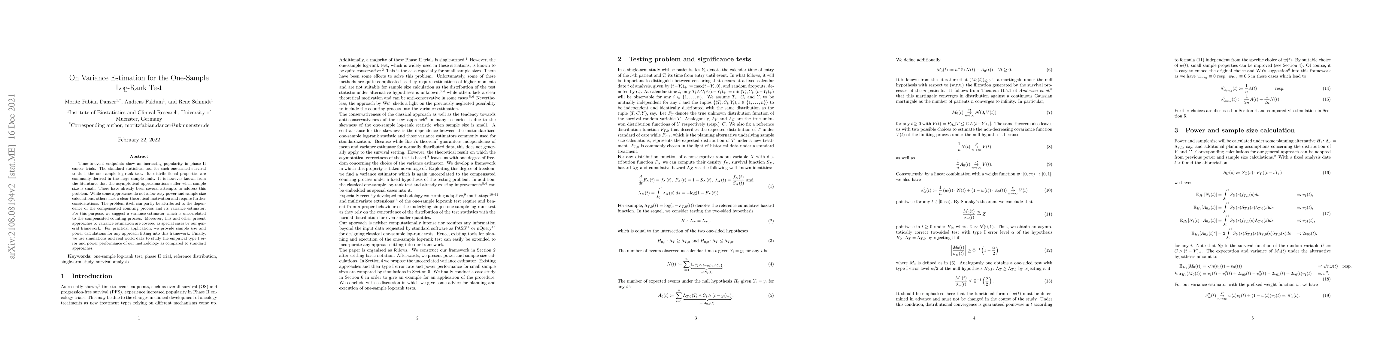Thumbnail for On variance estimation for the one-sample log-rank test