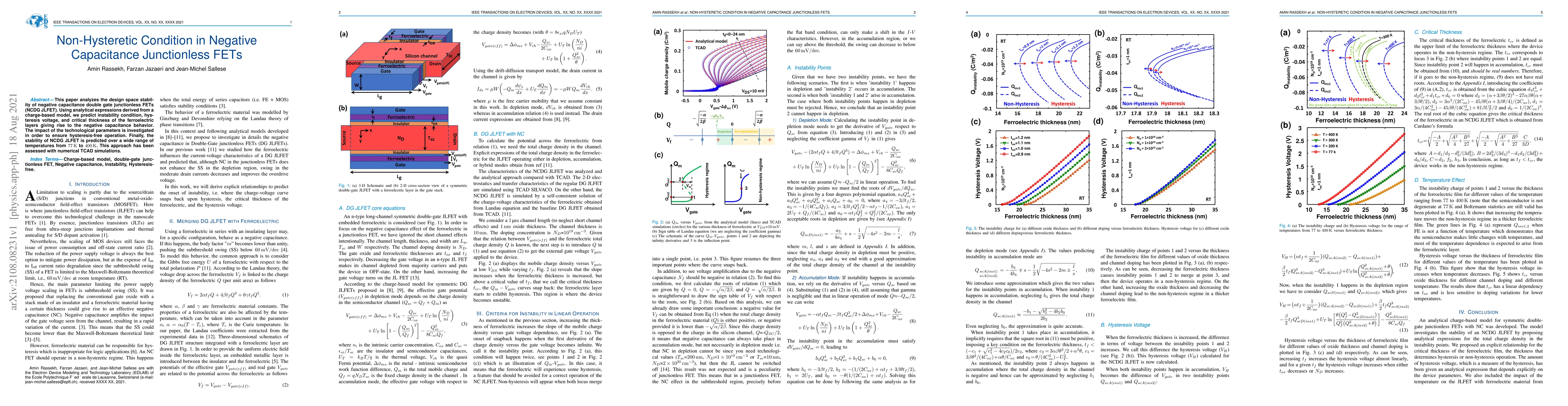 Thumbnail for Non-Hysteretic Condition in Negative Capacitance Junctionless FETs