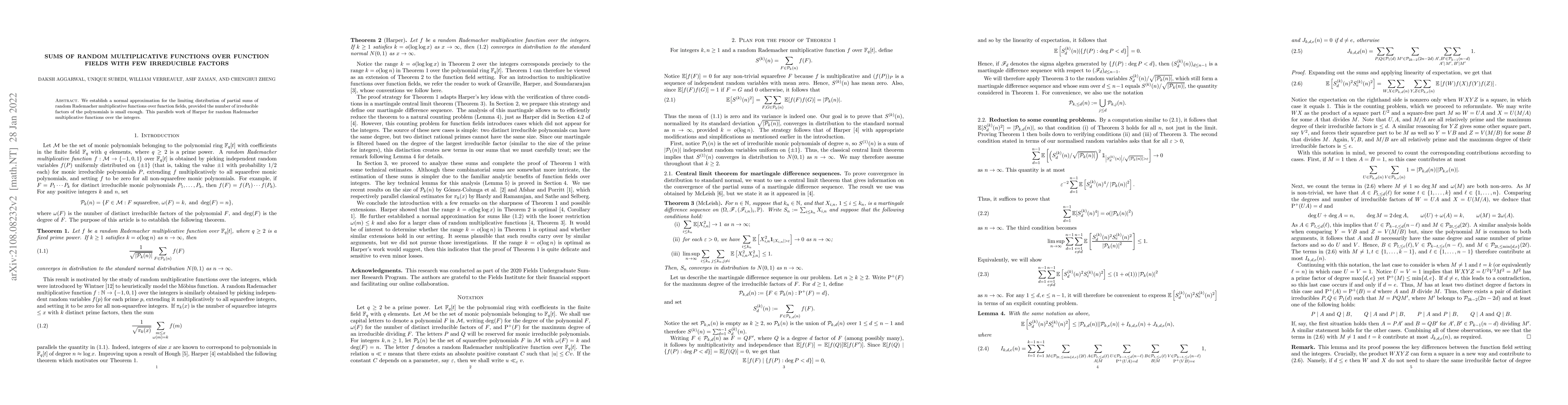 Thumbnail for Sums of random multiplicative functions over function fields with few
  irreducible factors