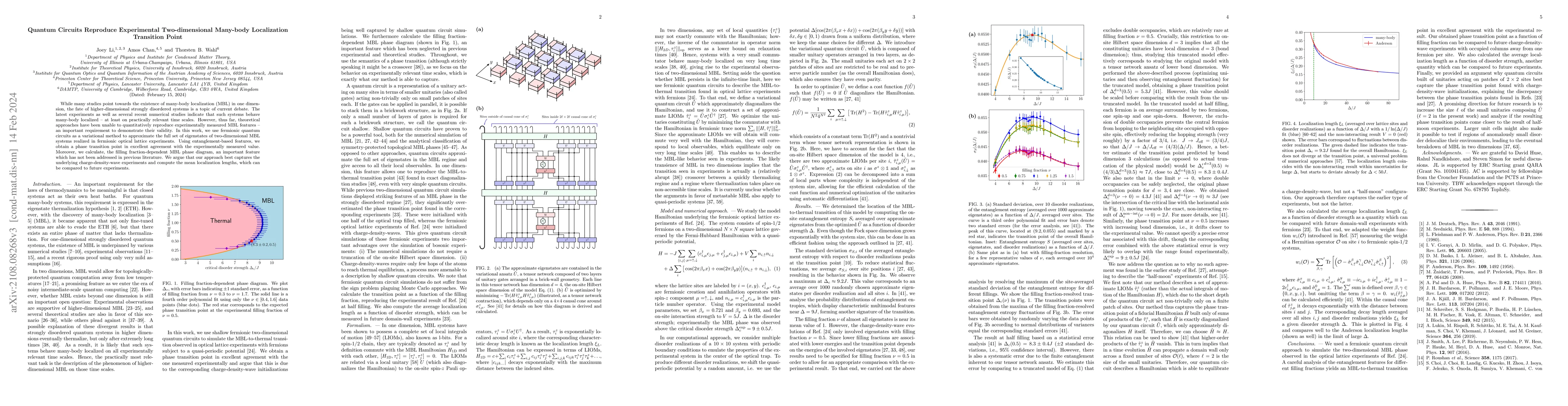 Thumbnail for Quantum Circuits Reproduce Experimental Two-dimensional Many-body
  Localization Transition Point