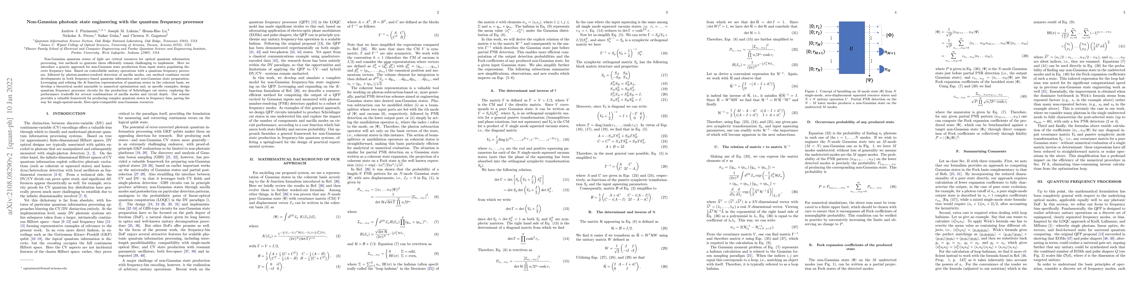 Thumbnail for Non-Gaussian photonic state engineering with the quantum frequency
  processor