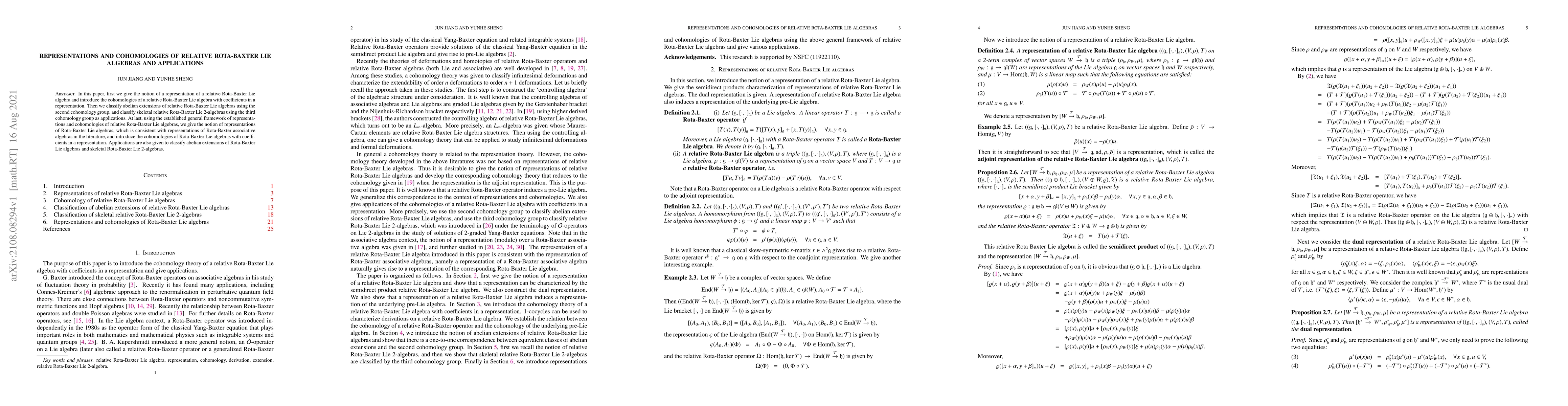 Thumbnail for Representations and cohomologies of relative Rota-Baxter Lie algebras
  and applications