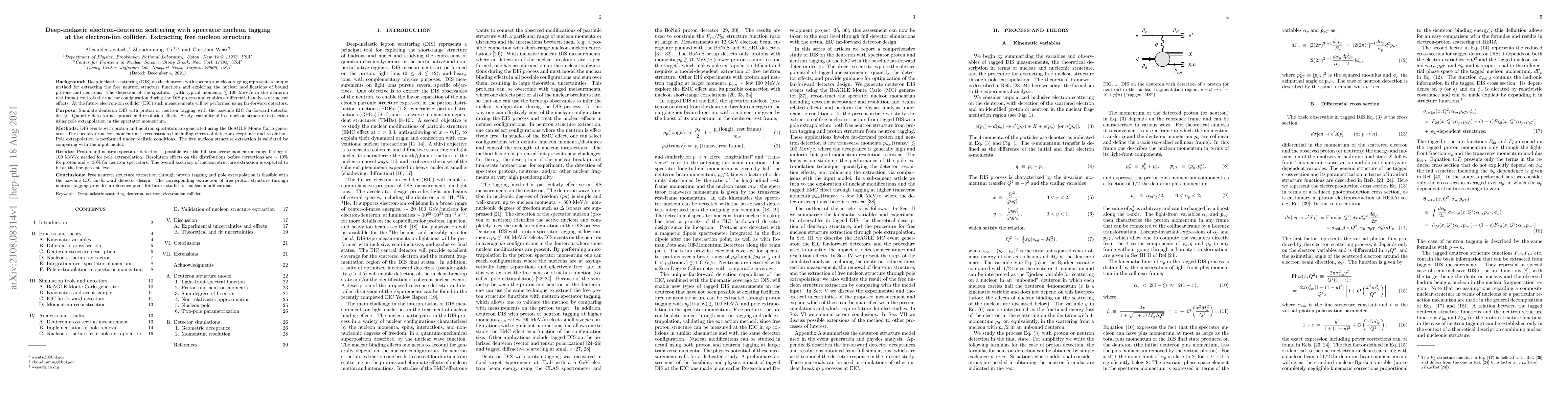 Thumbnail for Deep-inelastic electron-deuteron scattering with spectator nucleon
  tagging at the electron-ion collider. Extracting free nucleon structure